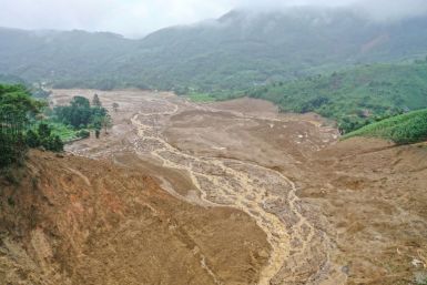 Aerial view of the landslide site in Lang Nu, northern Vietnam