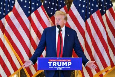 Donald Trump speaks during a press conference in New York on May 31, 2024 after being found guilty of falsifying business records