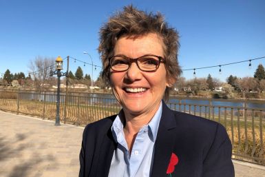 Mary Daly, President of the Federal Reserve Bank of San Francisco, poses after giving a speech on the U.S. economic outlook, in Idaho Falls