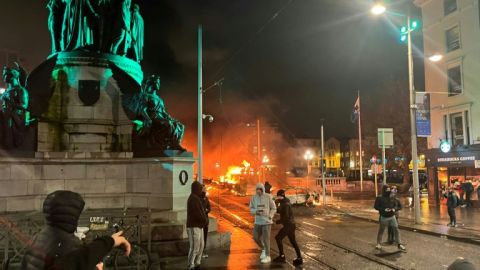 The riot erupted after a stabbing attack that injured three children