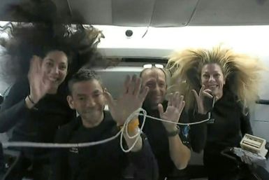 SpaceX Polaris Dawn crew are seen during the mission