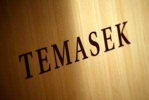 A Temasek logo is seen at the annual Temasek Review in Singapore