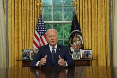 US President Joe Biden addresses the nation from the Oval Office of the White House on July 14, 2024, about the assassination attempt on Republican presidential candidate Donald Trump at a campaign rally in Pennsylvania